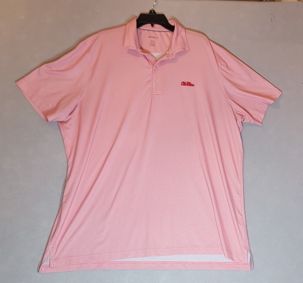 Johnnie-O Ole Miss Rebels Performance Polo Shirt XXL Red White Micro Dot Prep